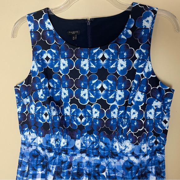 Talbots Dress Size 12 Petite Sleeveless Floral Gingham Fit & Flare Pleated NWT - Picture 6 of 11